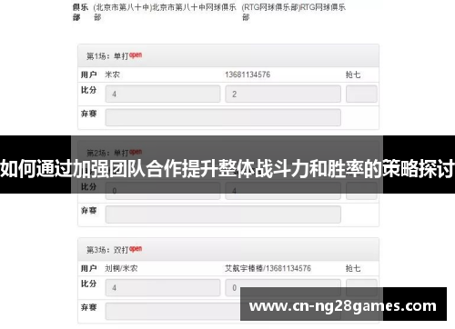 如何通过加强团队合作提升整体战斗力和胜率的策略探讨